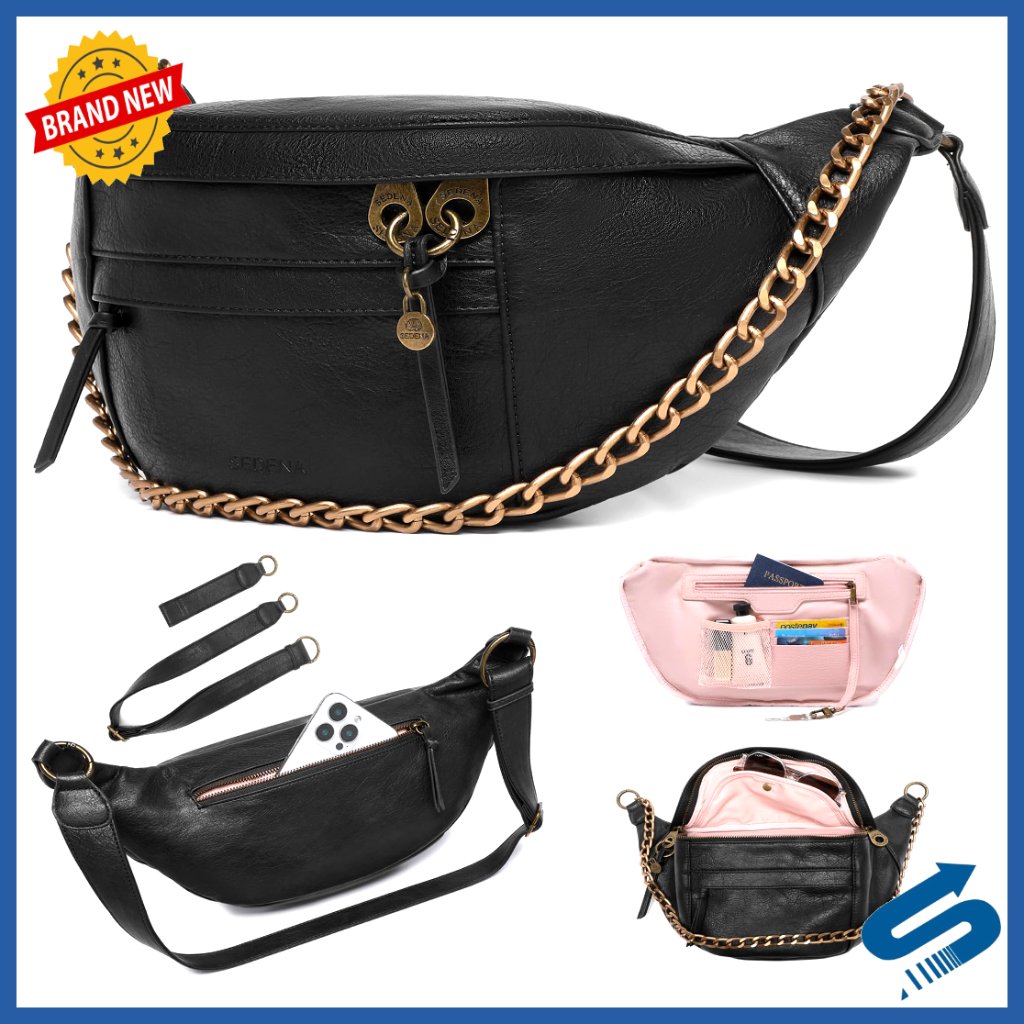 Large Vegan Leather Crossbody Bag With Rfid Security, Anti-Theft Design,